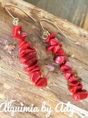 CORAL + BOHO long silver earrings